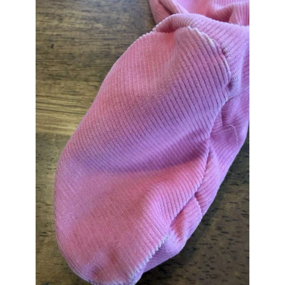 OshKosh Bgosh Vintage Pink Corduroy Vestbak Footed Overalls 6/9 Months USA Girls